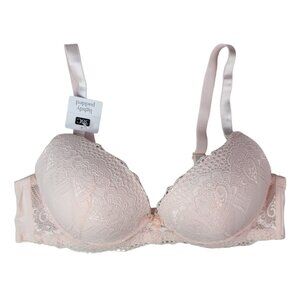 International Intimates Convertible Bra Pink 38C Padded Lace Adj Underwire NWT